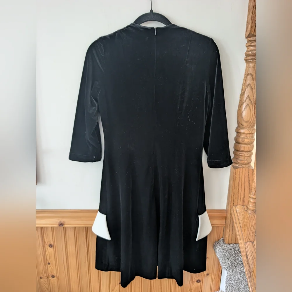 Anne Fontaine Black Velvet White Ruffle Solange Cocktail Dress Size‎ 38 (6) - Picture 8 of 13